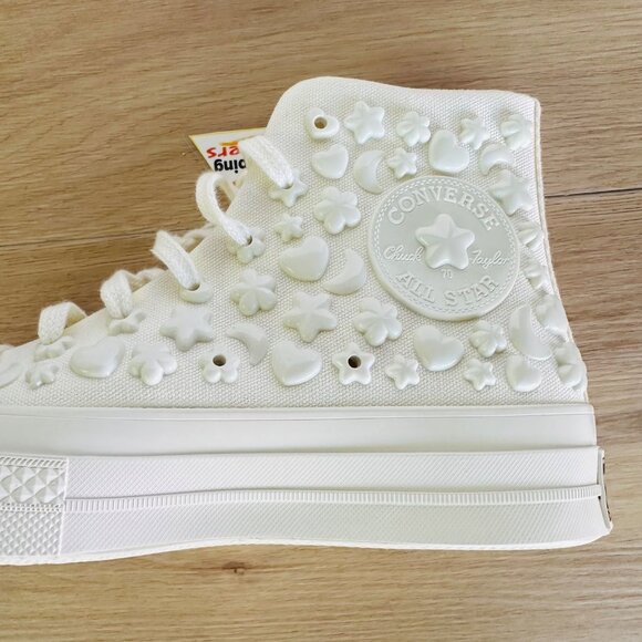 Converse Chuck 70 3D Charms Hi Women Shoes 8 Flower Stars Heart Sneaker A06434C - Picture 12 of 13